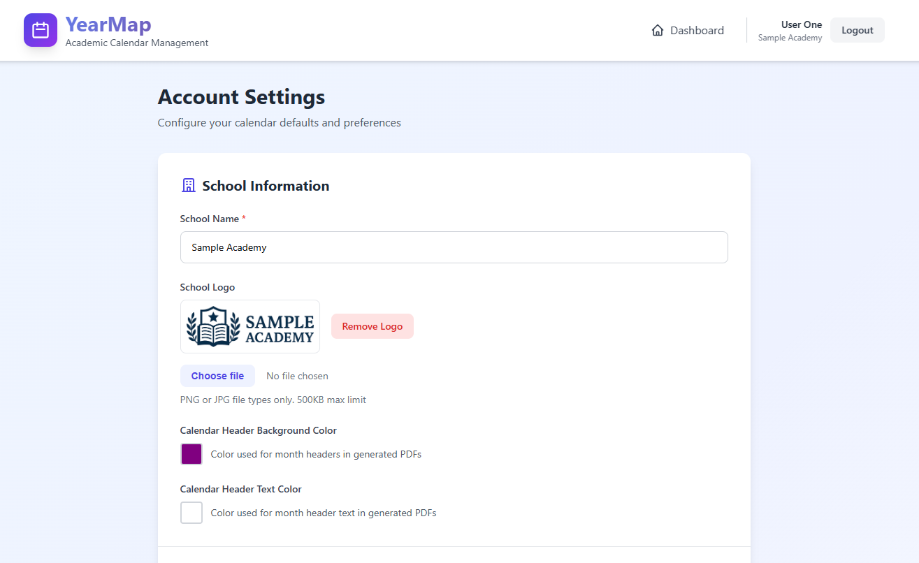 Account Settings page
